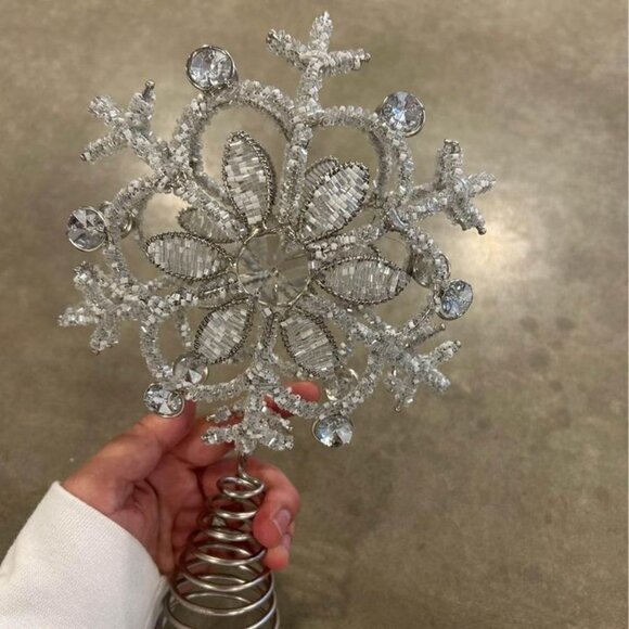 Christmas tree topper. Silver/beaded. New! - Picture 5 of 10